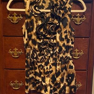 Iz Byer Animal Print Ruffled Top